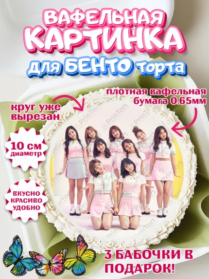 Вафельный круг для Бенто 10см, Twice, Твайс, Девочка, День рождения, арт. PT309126