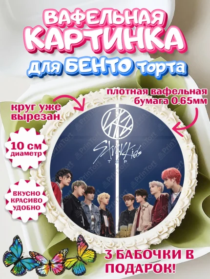 Вафельный круг для Бенто 10см, Стрей Кидс, Stray Kids, Девочка, День рождения, арт. PT309184