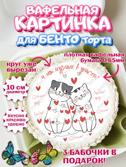 Вафельный круг для Бенто 10см, Годовщина свадьбы, Фаянсовая Свадьба, Девушка, 9 лет, арт. PT309302