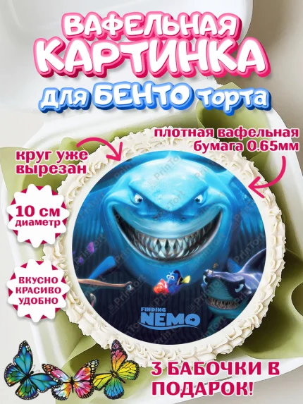Вафельный круг для Бенто 10см, В поисках Немо, Девочка, День рождения, арт. PT309351