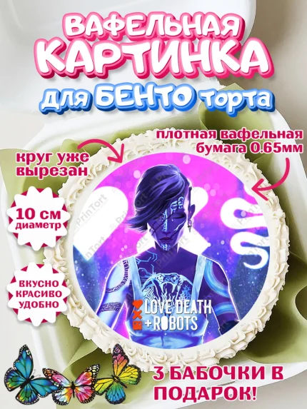 Вафельный круг для Бенто 10см, Любовь, смерть и роботы, Девочка, День рождения, арт. PT309659