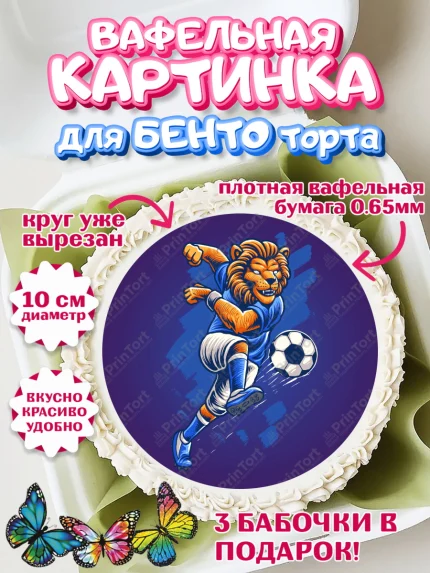Вафельный круг для Бенто 10см, Футбол, Спорт, Мальчик, День рождения, арт. PT309911