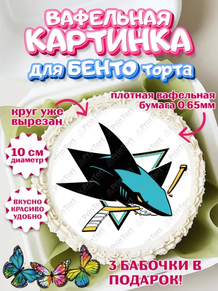 Вафельный круг для Бенто 10см, НХЛ, Хоккей, Мальчик, День рождения, арт. PT310134