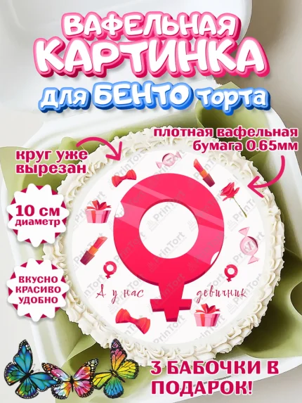 Вафельный круг для Бенто 10см, Девичник, Девушка, арт. PT310356
