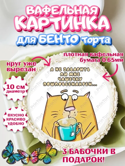Вафельный круг для Бенто 10см, Прикольные, Смешная, Девочка, День рождения, арт. PT310472