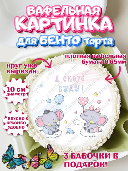 Вафельный круг для Бенто 10см, Новорожденный, Гендер Пати, Девочка, Рождение ребёнка, арт. PT310728