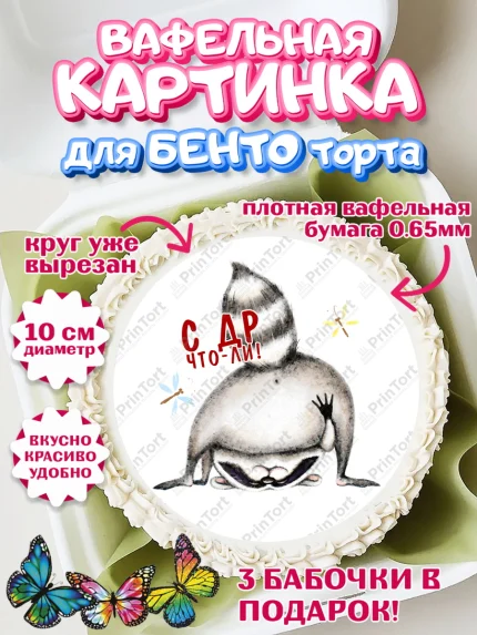 Вафельный круг для Бенто 10см, Енот, Животные, Девочка, День рождения, арт. PT311434