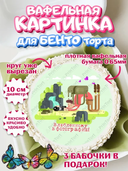 Вафельный круг для Бенто 10см, Фотограф, Фото, Девочка, День рождения, арт. PT311467