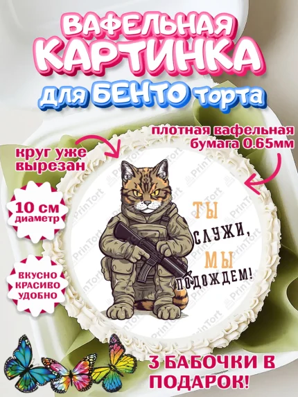 Вафельный круг для Бенто 10см, Проводы в Армию, Мальчик, арт. PT312693