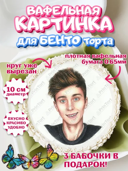 Вафельный круг для Бенто 10см, Влад А4, Влад Бумага А4, Девочка, День рождения, арт. PT313185