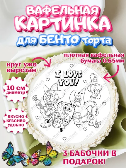 Вафельный круг для Бенто 10см, Расскраска, Девочка, День рождения, арт. PT313351