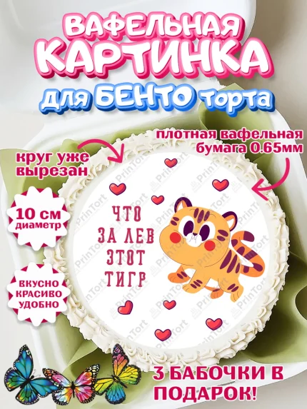 Вафельный круг для Бенто 10см, Что за лев этот тигр, тигр, машина, монета, сердце, Мальчик, арт. PT316303