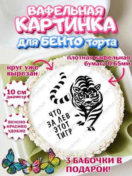 Вафельный круг для Бенто 10см, Что за лев этот тигр, тигр, часы, скейт, кепка, Мальчик, арт. PT316314