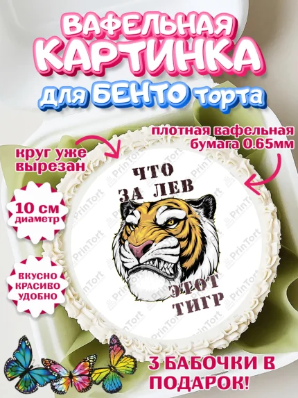 Вафельный круг для Бенто 10см, Что за лев этот тигр, тигр, машина, корона, монеты, Мальчик, арт. PT316317