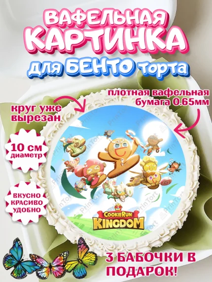 Вафельный круг для Бенто 10см, Королевство печенек, Cookie Run KingDom, Девочка, День рождения, арт. PT317835