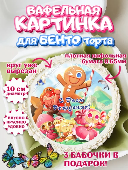 Вафельный круг для Бенто 10см, Королевство печенек, Cookie Run KingDom, Девочка, День рождения, арт. PT317845