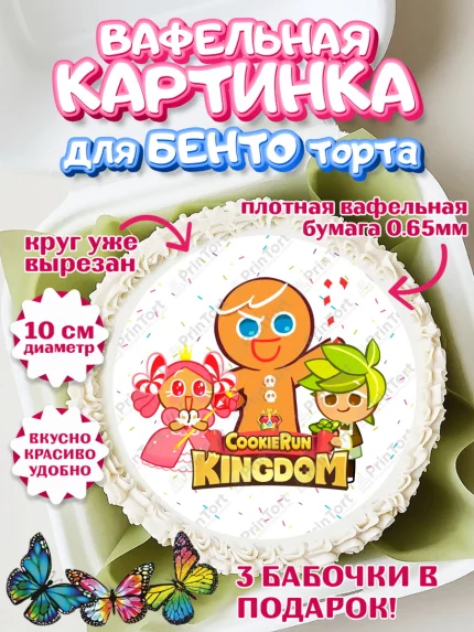 Вафельный круг для Бенто 10см, Королевство печенек, Cookie Run KingDom, Девочка, День рождения, арт. PT317850