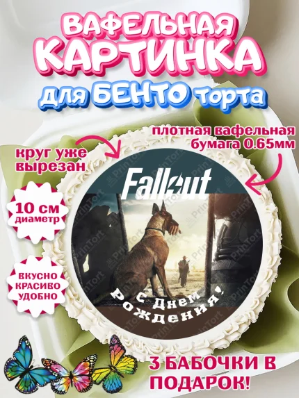 Вафельный круг для Бенто 10см, Фоллаут, Fallout, Девочка, День рождения, арт. PT318039