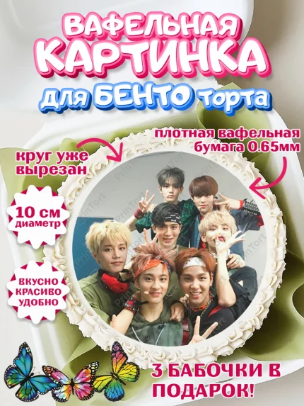 Вафельный круг для Бенто 10см, Эн-Си-Ти, Группа НСТ, NCT, K-POP, К-ПОП, Девочка, День рождения, арт. PT318232