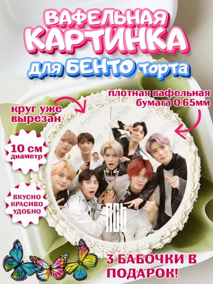 Вафельный круг для Бенто 10см, Эн-Си-Ти, Группа НСТ, NCT, K-POP, К-ПОП, Девочка, День рождения, арт. PT318246