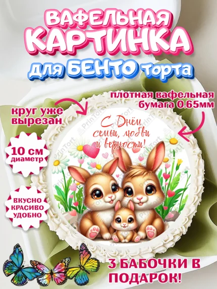 Вафельный круг для Бенто 10см, День семьи, любви и верности, Девочка, арт. PT318764