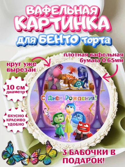Вафельный круг для Бенто 10см, Головоломка, Головоломка 2, Девочка, День рождения, арт. PT319090