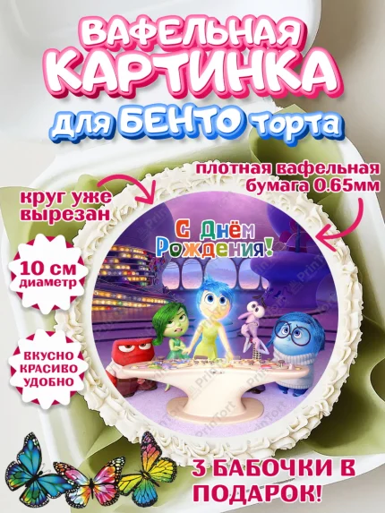 Вафельный круг для Бенто 10см, Головоломка, Головоломка 2, Девочка, День рождения, арт. PT319091