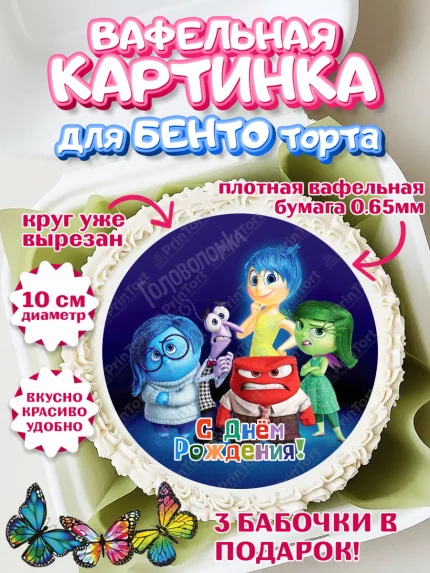 Вафельный круг для Бенто 10см, Головоломка, Головоломка 2, Девочка, День рождения, арт. PT319092