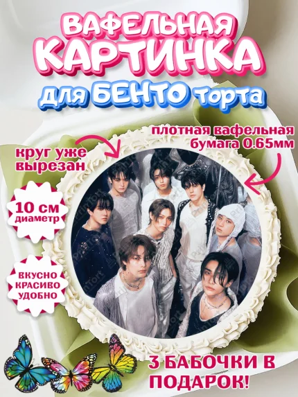 Вафельный круг для Бенто 10см, Стрей Кидс, Музыкальная группа, Группа Stray Kids, Stray Kids, арт. PT320062