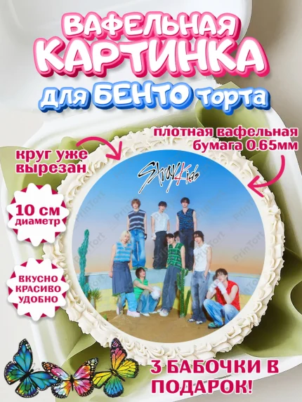 Вафельный круг для Бенто 10см, Стрей Кидс, Музыкальная группа, Группа Stray Kids, Stray Kids, арт. PT320067