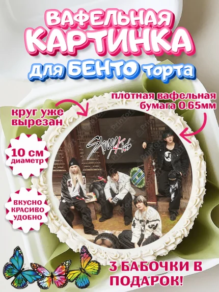 Вафельный круг для Бенто 10см, Стрей Кидс, Музыкальная группа, Группа Stray Kids, Stray Kids, арт. PT320071