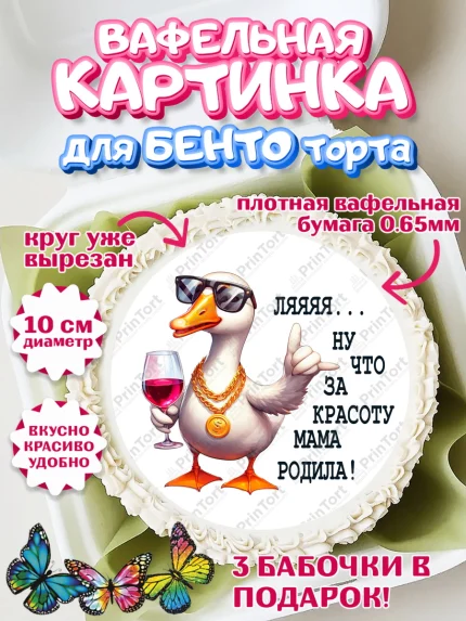 Вафельный круг для Бенто 10см, Прикольная, приколы, мемы, Девушка, День рождения, арт. PT320095