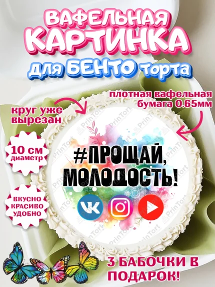 Вафельный круг для Бенто 10см, Социальные сети, Тик ток, инстаграм, вк, единорог, ютуб, Tik Tok, арт. PT320365
