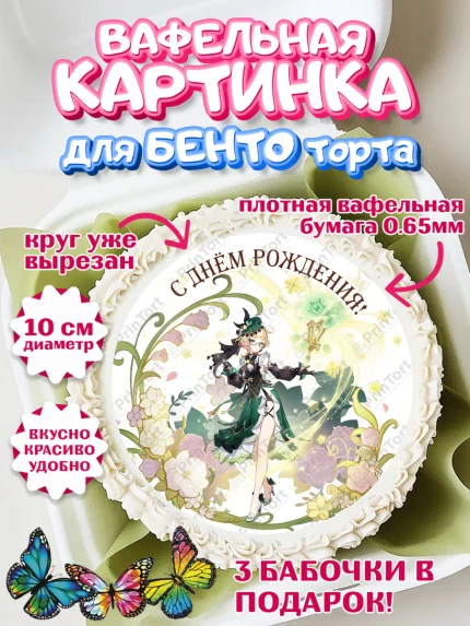 Вафельный круг для Бенто 10см, Эмилия, Геншин, аниме, аниме геншин, Фурина, Невиллет, Ризли, Навию, арт. PT321594