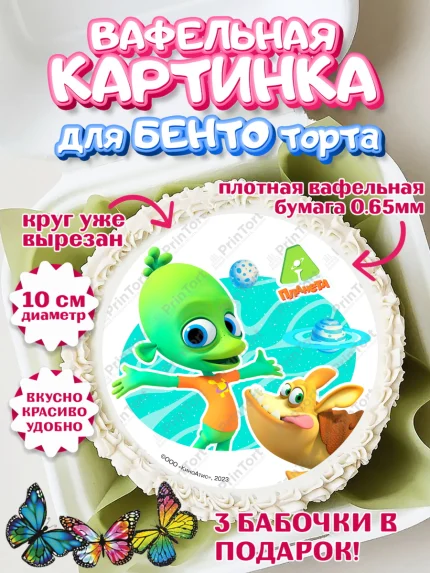 Вафельный круг для Бенто 10см, Планета Ай, Девочка, День рождения, арт. PT322043