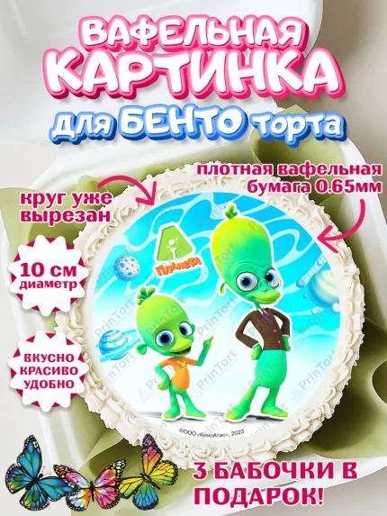 Вафельный круг для Бенто 10см, Планета Ай, Девочка, День рождения, арт. PT322048