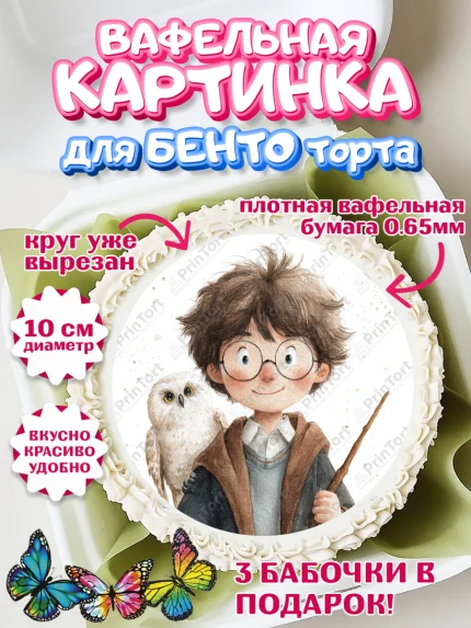 Вафельный круг для Бенто 10см, Гарри Поттер, Harry Potter, Хогвартс, Гермиона, Драко, Рон, арт. PT322063