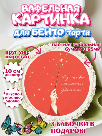 Вафельный круг для Бенто 10см, Гарри Поттер, Harry Potter, Хогвартс, Гермиона, Драко, Рон, арт. PT322066