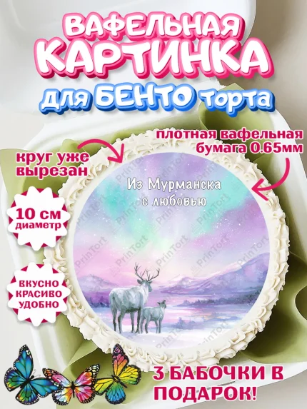 Вафельный круг для Бенто 10см, Мурманск, город Мурманск, любимый город Мурманск, арт. PT322266