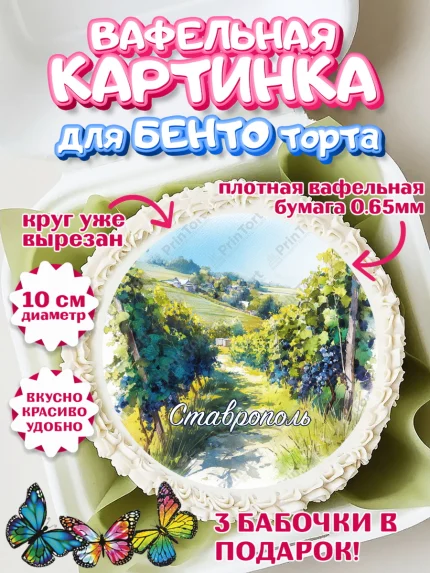 Вафельный круг для Бенто 10см, Ставрополь, город Ставрополь, с любовью из Ставрополя, Девочка, арт. PT322326