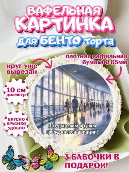 Вафельный круг для Бенто 10см, Авиация, пилот, стюардесса, самолет, путешествие, автопилот, билет, арт. PT322556