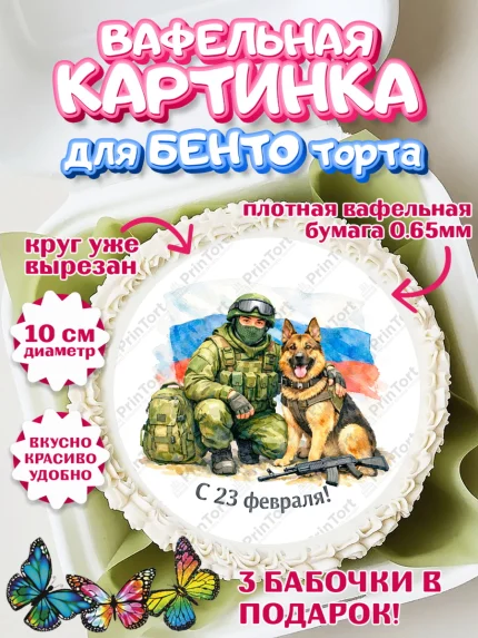 Вафельный круг для Бенто 10см, 23 февраля, День защитника отечества, военный, мужчина, танк, самолет, арт. PT322809