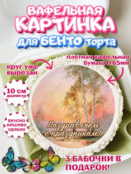 Вафельный круг для Бенто 10см, День России, Поздравление с Днем России, Девушка, арт. PT323196