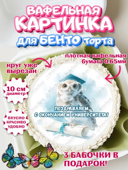 Вафельный круг для Бенто 10см, Выпускной в университете, арт. PT323521