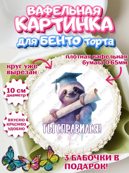 Вафельный круг для Бенто 10см, Выпускной в университете, арт. PT323560