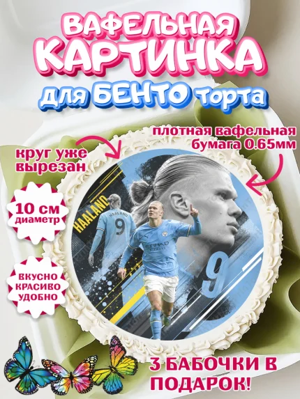 Вафельный круг для Бенто 10см, Холланд, Футболист Холланд, Девочка, Без конкретного повода, арт. PT326307
