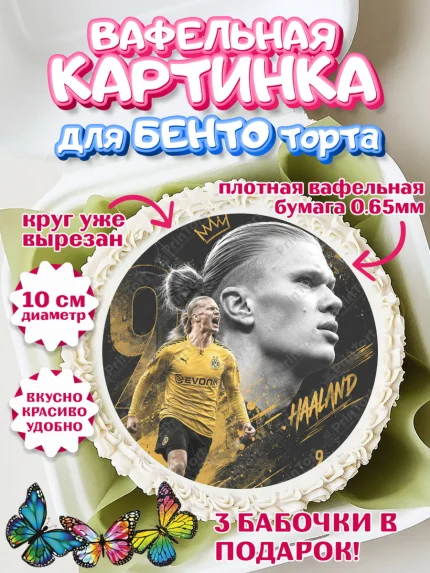 Вафельный круг для Бенто 10см, Холланд, Футболист Холланд, Девочка, Без конкретного повода, арт. PT326309