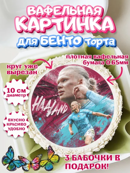 Вафельный круг для Бенто 10см, Холланд, Футболист Холланд, Девочка, Без конкретного повода, арт. PT326310