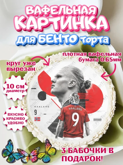 Вафельный круг для Бенто 10см, Холланд, Футболист Холланд, Девочка, Без конкретного повода, арт. PT326312