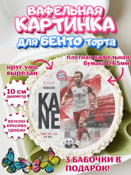 Вафельный круг для Бенто 10см, Гари Кейн, Футболист Гари Кейн, Девочка, Без конкретного повода, арт. PT326362